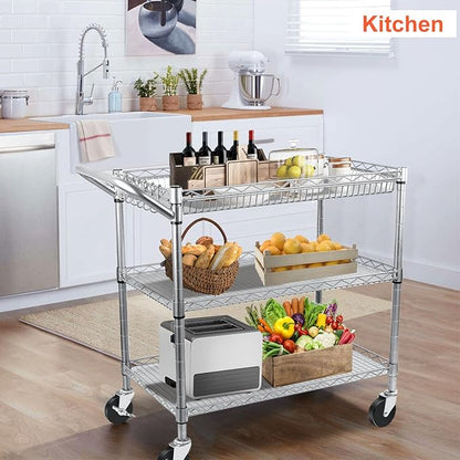 BolDuck Heavy Duty Utility Cart, 990Lbs Capacity 3 Tier Rolling Carts - Image 2
