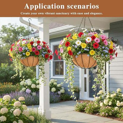 4 Pack Hanging Planter for Outdoor Plants 16 inch Metal Hanging Flower Basket - Image 7