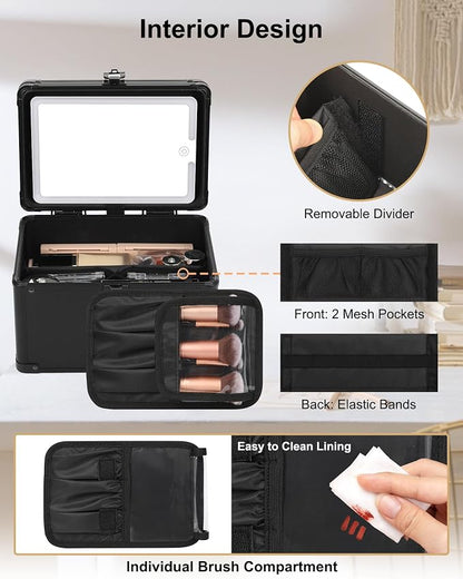 Relavel Travel Makeup Bag With LED Mirror, Makeup Bag With 3-Mode Light Up - Image 5