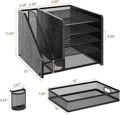 Marbrasse Desk Organizer with File Holder, 5-Tier Paper Letter Tray Organizer - Image 5