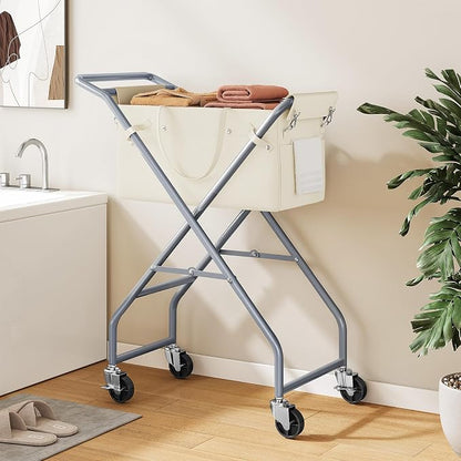 No-Bend Laundry Cart- Rolling Hamper - Image 9