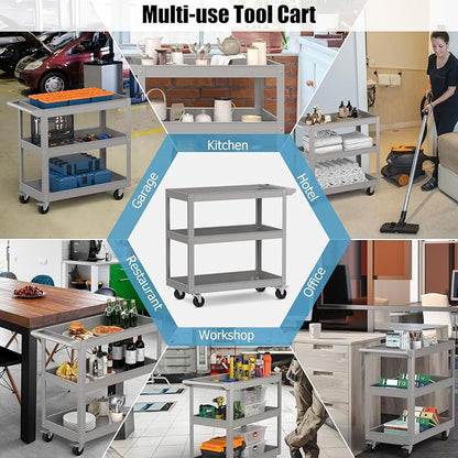 Goplus 3-Layer Service Utility Cart, Heavy Duty Unity Cart - Image 5