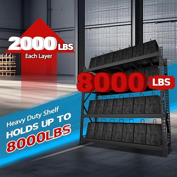 BlueWish 8000LBS Storage Shelves, 91 "W x 24 "D x 87 "H 4-Tier Adjustable Metal - Image 4