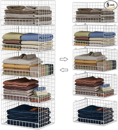 Yociyoga 5-Tier Stackable Closet Organizers and Storage Basket by FollowWithYociyogaTogether