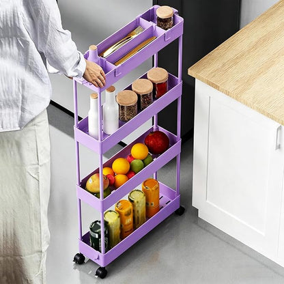 SPACELEAD 2-piece Set Slim Storage Cart 3 Tier, Bathroom Organizer Rolling - Image 5
