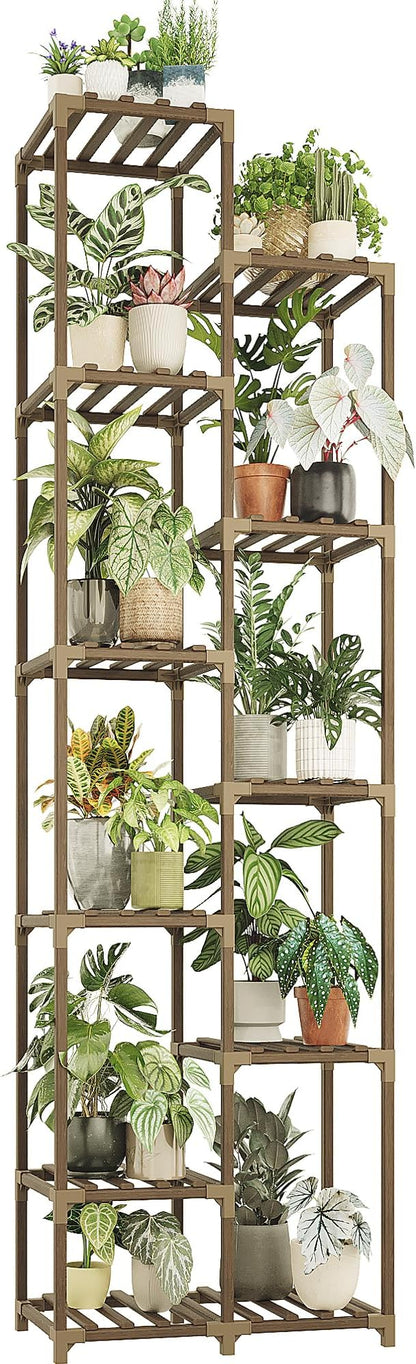 Bamworld Plant Stand Indoor Outdoor 11 Tier Tall Large Wood Plant Shelf Multi by Bamworld