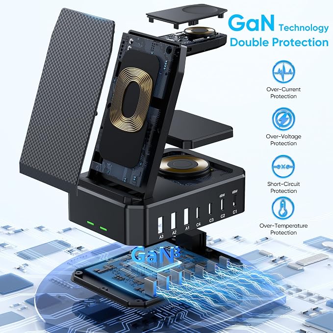 300W Charging Station for Multiple Devices Apple, 10 in 1 Wireless Charger for - Image 5