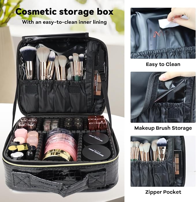 Travel Makeup Bag Makeup Cosmetic Train Case Organizer Portable Storage Bag - Image 2