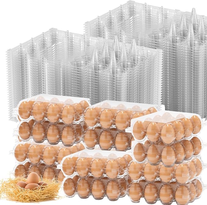 180 Pack Egg Cartons Cheap Bulk 12 Count Clear Plastic Egg Containers by EVANCENT