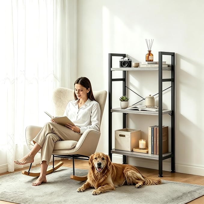 HealSmart 3 Tier Bookshelf, Free Standing Book Shelf Home Office Bookcase Shelf - Image 2