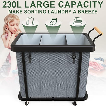230L Extra Large Fashion Laundry Sorter 3 Section - Image 2