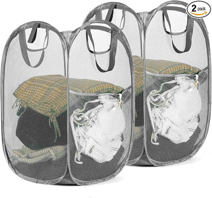 HOUSE AGAIN 2 Pcs Pop Up Laundry Hamper, Strong Mesh Laundry Baskets Collapsible by HOUSEAGAIN