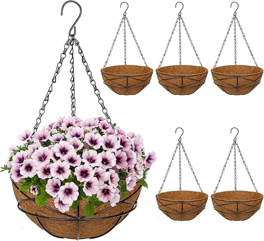 6 Pack 10 inch Metal Hanging Baskets by NatureCrafted