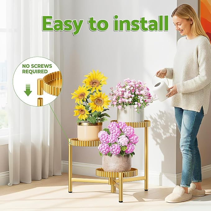 Stand Plants, 3 Tier Metal Corner Plant Stands - Image 6