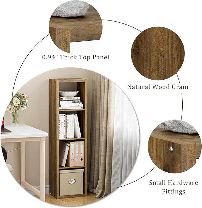 Cube Storage Organizer Bookcase, Small 4 Tier 11 inch Open Back Cubical Shelf - Image 6