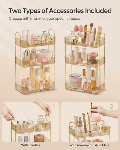 SONGMICS Makeup Organizer, 3-Tier Skincare Organizer Countertop, Customizable - Image 2