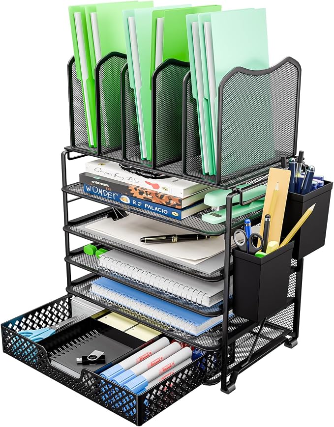 Simple Trending 5 Tier Mesh Desk File Organizer, Paper Letter Tray File Holder by SimpleTrending