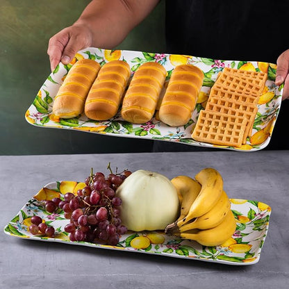 LEHAHA Melamine Lemon Large Rectangular Serving Tray/Platters Set of 2 - Image 3