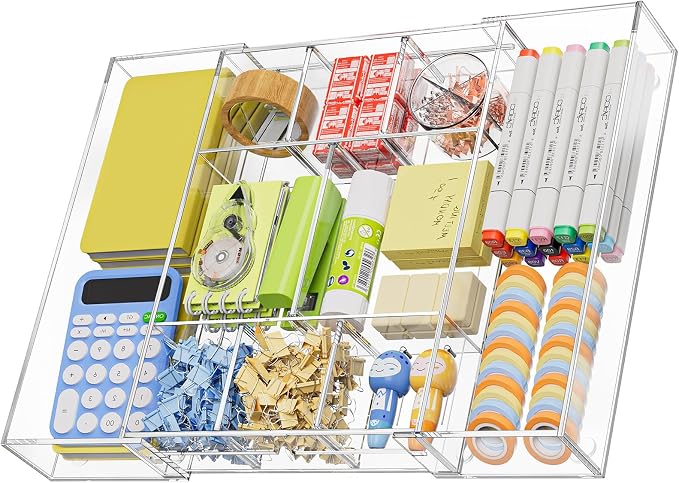 Marbrasse Acrylic Expandable Drawer Organizer, Desk Organizers and Accessories by Marbrasse