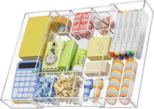 Marbrasse Acrylic Expandable Drawer Organizer, Desk Organizers and Accessories by Marbrasse