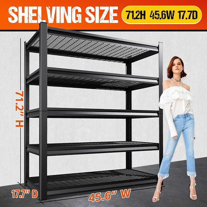 Set of 4 Heavy Duty Garage Shelving 5T Storage Shelves, Adjustable Metal - Image 3