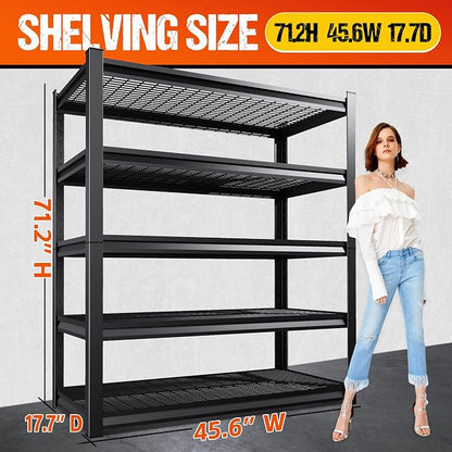 Set of 4 Heavy Duty Garage Shelving 5T Storage Shelves, Adjustable Metal - Image 3
