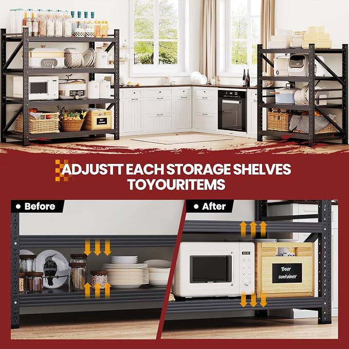 40" Wide Storage Shelves, 2000LBS Garage Shelving Heavy Duty, Standing Shelf - Image 5
