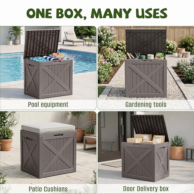 40 Gallon Waterproof Resin Deck Box, Outdoor Lockable Toy Storage Box Container - Image 2