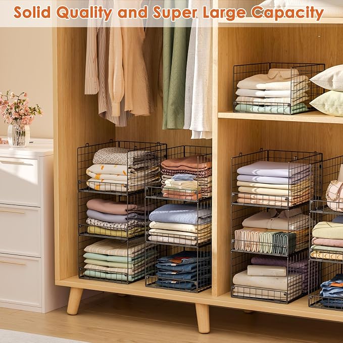 5-Tier Stackable Closet Storage Baskets, Closet Organizers and Storage Shelves - Image 5