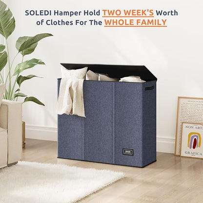 SOLEDI 180L 3-Section Laundry Hamper - Image 7