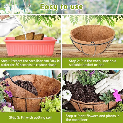 6 Pack 10 Inch Hanging Basket Coco Liners Replacement, 100% Natural Round - Image 4
