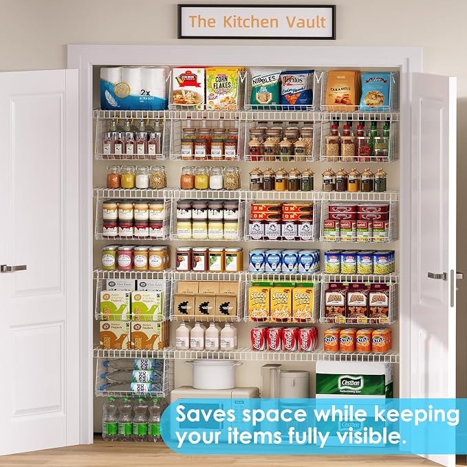 3-Pack Under Shelf Hanging Baskets Space-Saving Pantry Shelf Organizer | - Image 5