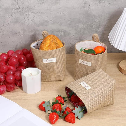 9 Pcs Mini Wall Hanging Storage Bags, Cotton Linen Mini Wall Hanging Storage - Image 2