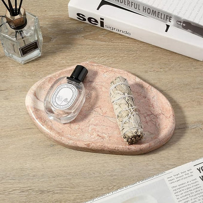 Koville Luxurious Natural Pink Marble Vanity Tray, Cloud Shape Serving Stone - Image 6