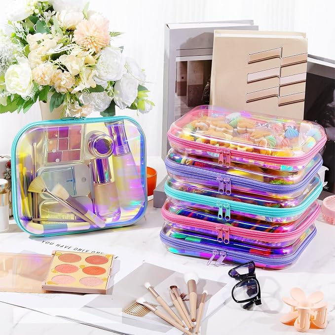 Sanwuta 6 Pcs Clear Hard Zipper Case Hard Plastic Zipper Pouches Transparent - Image 6