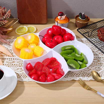 Mikinona Multi-Grid Snack Plate White Melamine Snack Tray - Image 9