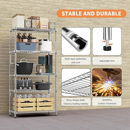 MZG 1750 lbs 5 Tier Storage Rack Metal Wire Shelving Unit, Storage Standing - Image 5