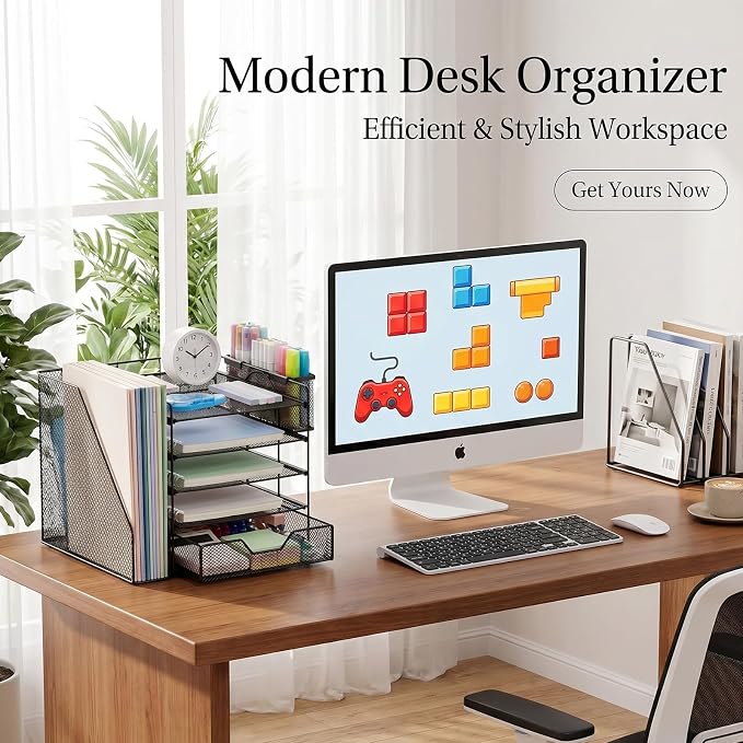 Desk Organizers and Accessories, 5-Tier Paper Letter Tray Organizer - Image 8