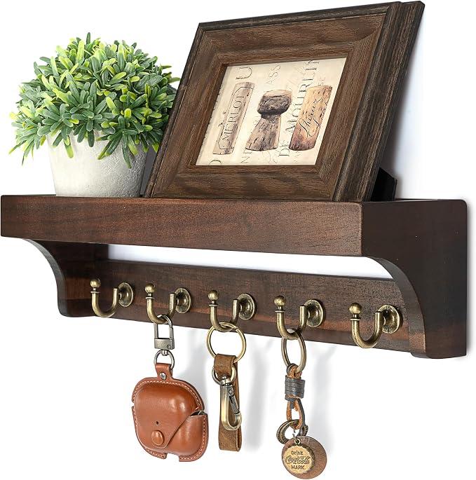 Rebee Vision Acacia Wood Key Holder Wall Mount by REBEEVISION