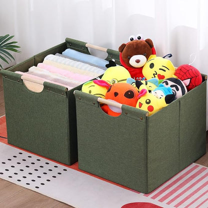 HOONEX Large Collapsible Storage Bins, Linen Fabric, Storage Baskets - Image 3