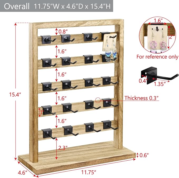 Ikee Design Free Assemble 2 Pcs Set Wooden Jewelry Display Rack - Image 2