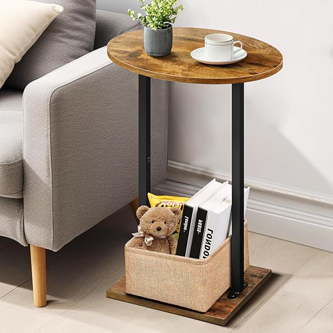 Eufrozy Small Side Table for Small Spaces, 24 inch Wooden Round End Table - Image 5