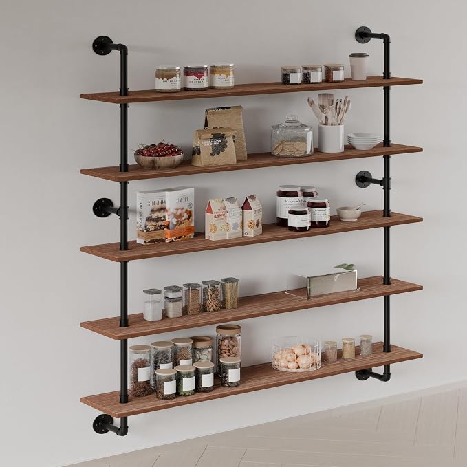 HDDFER Floating Shelves for Wall Bookshelf Industrial Pipe Shelving Shelves 48 - Image 5