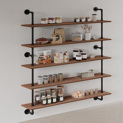 HDDFER Floating Shelves for Wall Bookshelf Industrial Pipe Shelving Shelves 48 - Image 5
