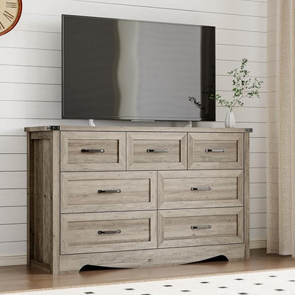 7-Drawer Dresser for Bedroom, Modern Wooden Chest of Drawers - Image 7