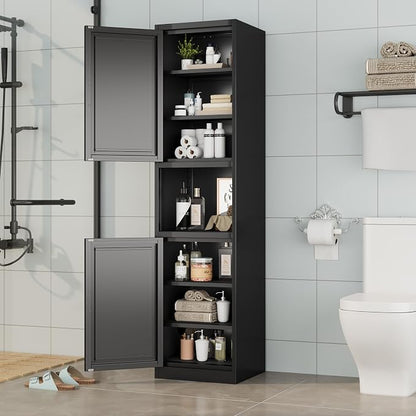 Ckzbx Tall Narrow Storage Cabinet 66.93" H Tall Bathroom Cabinet Metal Pantry - Image 2