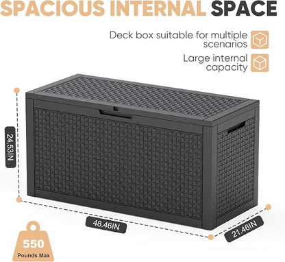 EasyUp 110 Gallon Deck Boxes Outdoor Waterproof, Resin Outside Storage Box - Image 3