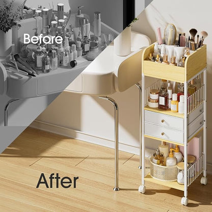 TidyStash Rolling Cart with Drawers 4-Tier Storage Cart with Large Drawers - Image 7
