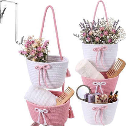 3-Tier Hanging Wall Basket Wall Mounted Woven Basket by Ferrochef
