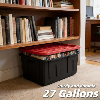 27 Gallon Storage Bins with Lids, Heavy-Duty Plastic Storage Totes with - Image 6